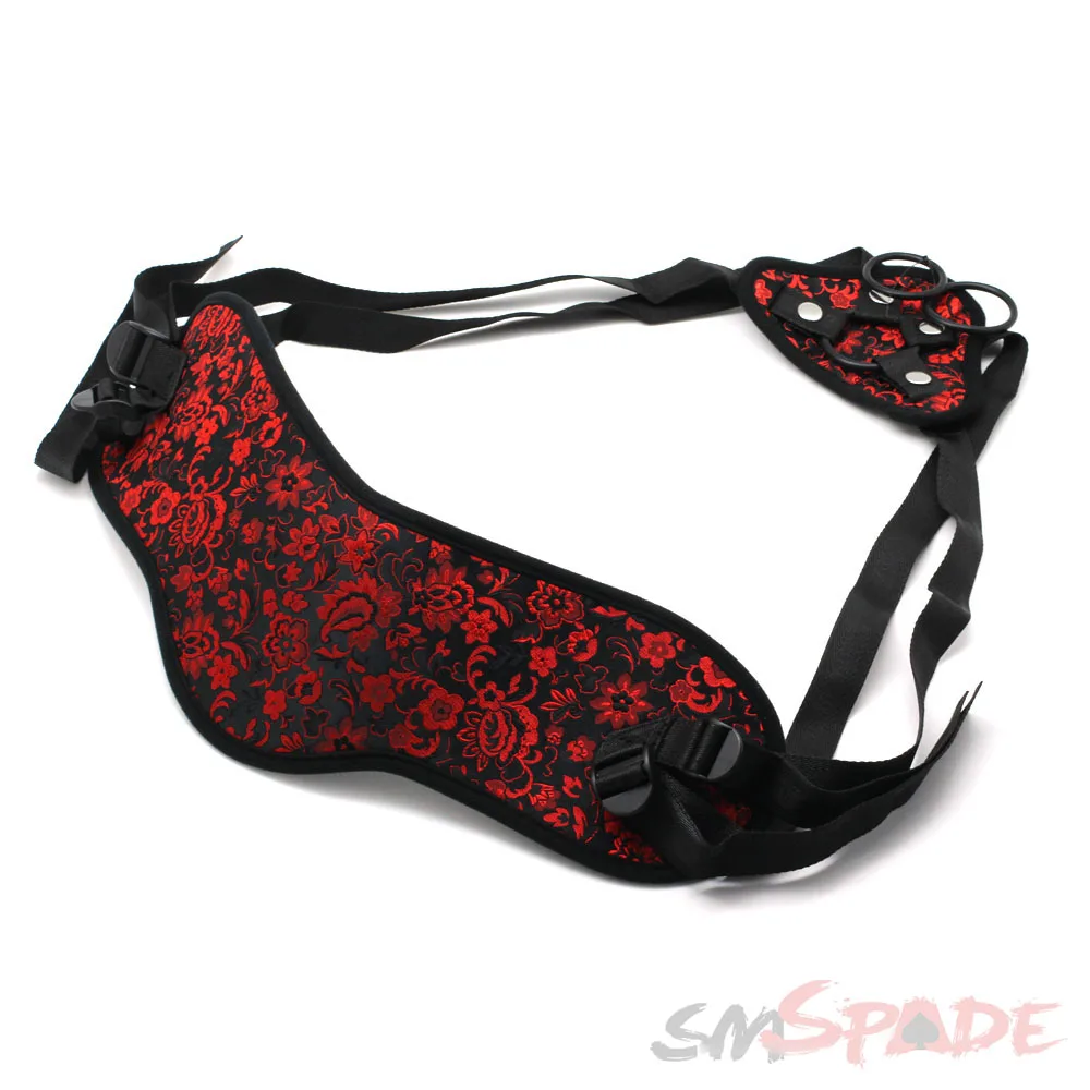 SMSPADE Plus Size, Beginner\'s Red and Black Strap On Dildo Harness Adjustable,For Lesbian Gay Adult Game Harness Sex Product