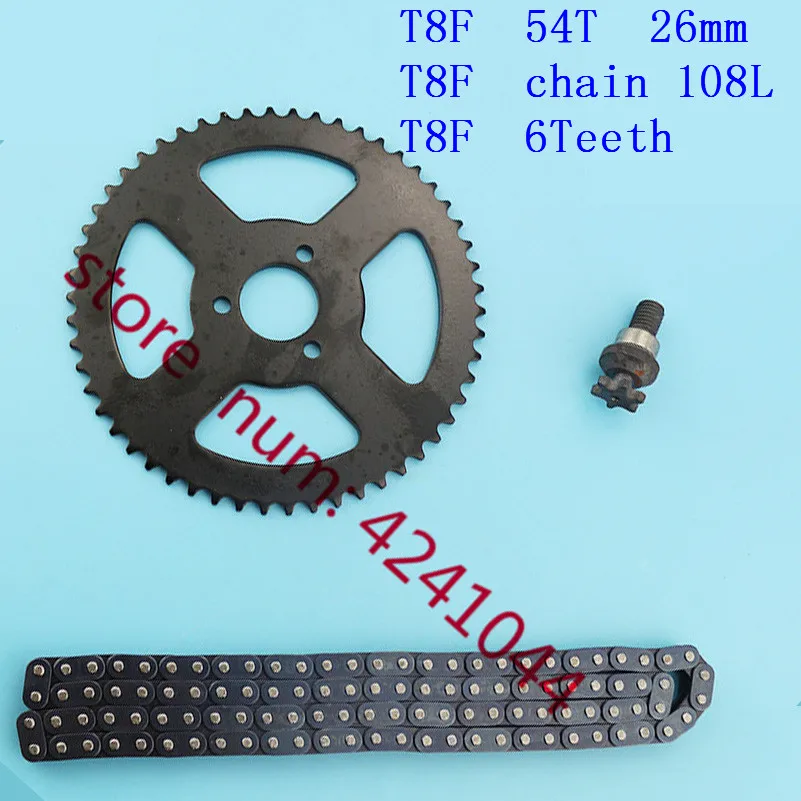 Mini Moto 47cc 49cc Drive System T8F Chain 108 Links with 54Teeth Rear Sprocket  And 6T fronk pinion Fit   Pocket Bike