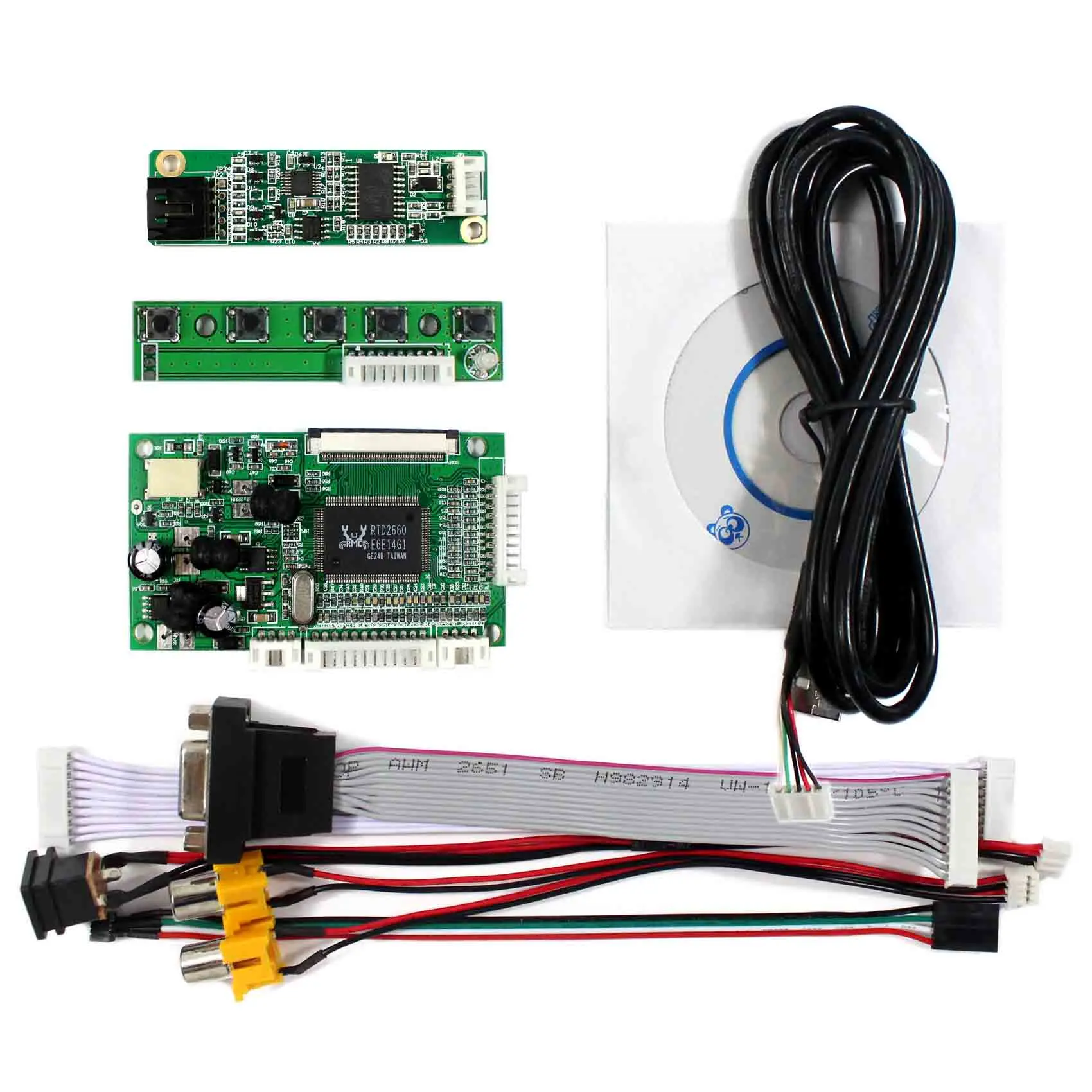 Placa vga com 2av com condutor de inversão, com painel touch de 8 polegadas at080tn64