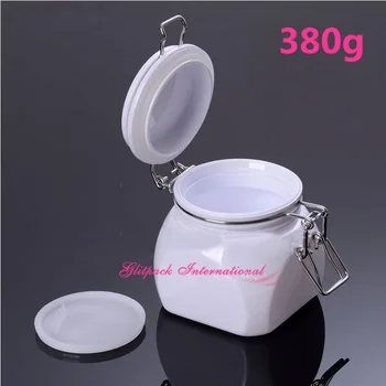 5 개/몫 13.4oz bormiolic Rocco Fido Vaso Square Jar 380g 화이트 와이어 베일 항아리 w/힌지 뚜껑 보관 용기 밀폐 항아리