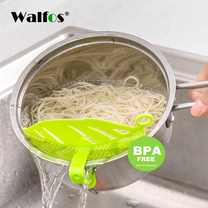 WALFOS 1Pc Leaf Shaped  Rice Wash Gadget  Noodles Spaghetti Beans Colanders Kitchen Fruit & Vegetable Cleaning Tool