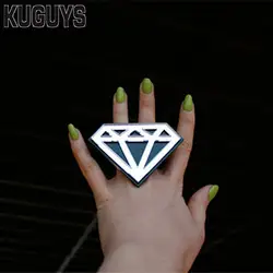 KUGUYS Geometric Gold Silver Color Ring for Women Fashion Acrylic Jewelry Hyperbole HipHop Large Big Finger Accessories