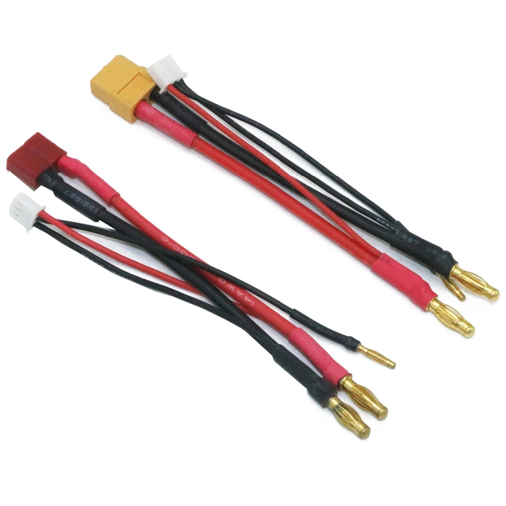 Lipo lithium Battery Charging Wire 2S 4MM/2S Balance Head T/ XT60/EC5/XT90S For Car Truck DIY Model Toys Silicone Cable