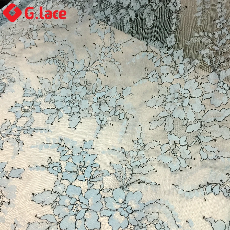 GLace3M/lot Eyelash LACE  Blue lace fabric for  wedding derss decoarion clothing fabric House accessory GLJ001