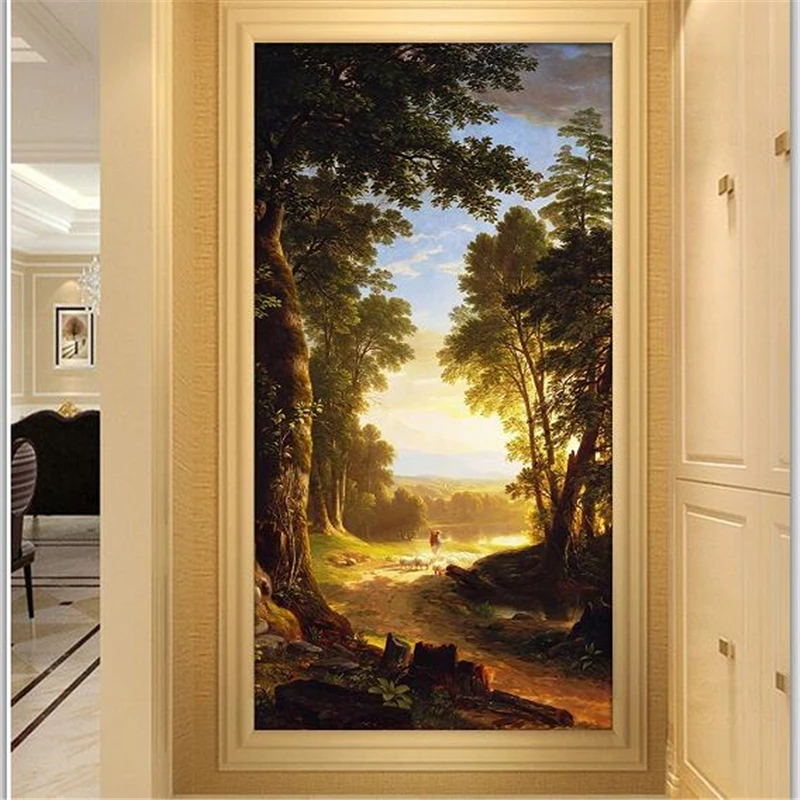 

wellyu Custom wallpaper 3d Photo Mural обои Continental Landscape Oil Painting Entrance Corridor papier peint mural 3d wallpaper