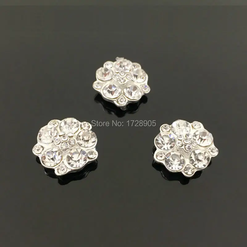 Mini Order 10 Pieces 15MM Round Small Crystal Rhinestone Buttons Flower Flatback Embellishments For Hair Flower