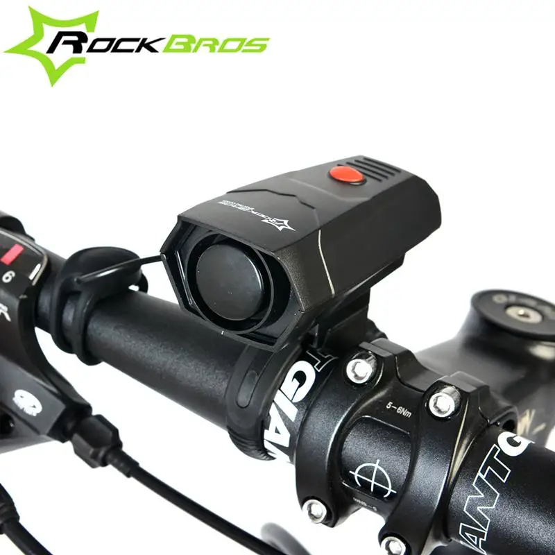 

ROCKBROS Cycling Horns Electronic Bike Bicycle Handlebar Ring Bell Horn Strong Ultra-Loud Air Alarm Sound for Riding Bike Black