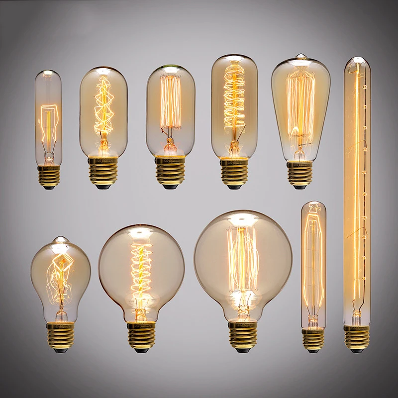 Lâmpada Edison Vintage, Lâmpada Edison, 220V, 110V, Lâmpada retro, 40W Ampola, Incandescente