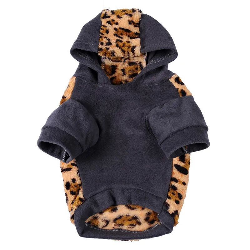 Pet Dogs Warm Hooded Sweatshirt Leopard Print For Pets Puppy Thermal Coat for Pets Animals Jackets Dog Accessories Free Shpping