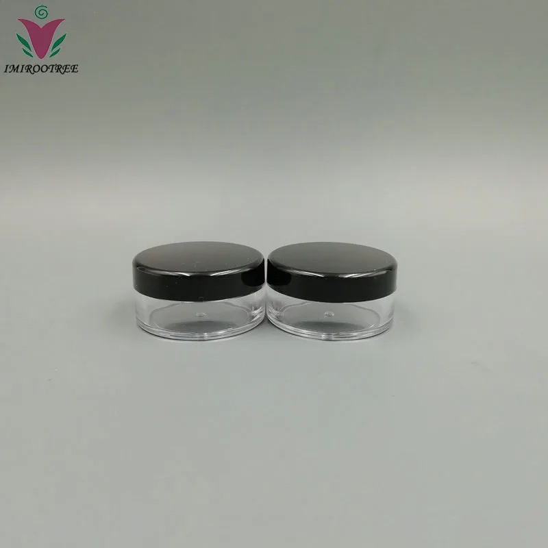 

Promotion 1000pcs 10g 10ml Plastic Sample Jar Empty Clear Jar Cosmetics Container with Black Lid