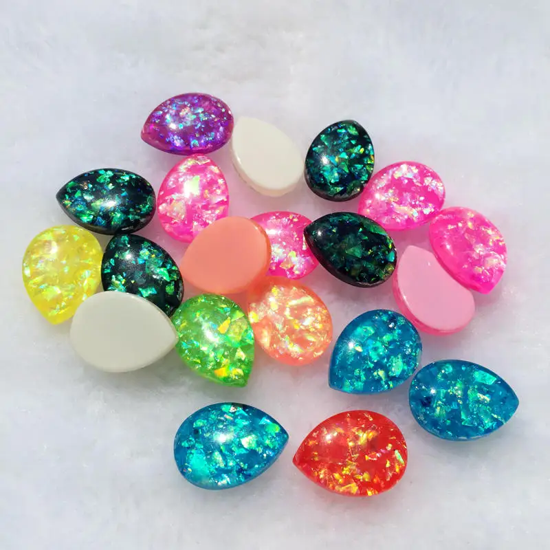 15PCS 13*18mm FlatBack Shell opal stones and crystal Resin Rhinestone DIY Gems For Costume Button Crafts S28A