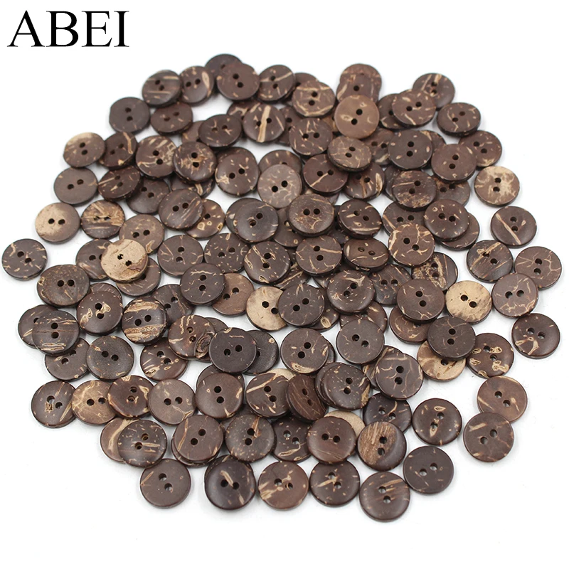 11mm 100pcs/lot Natural 2-Holes Round Coconet Buttons Sew Tools Accessories Handmade Scrapbook Wedding Crafts DIY Wooden Button