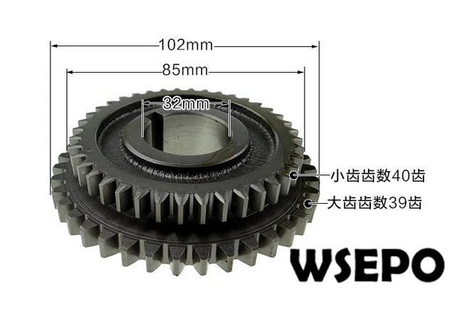 OEM Quality! Driven Double Gear 32mm Bore for 178F/186F/L70/L100/188F Diesel Engine Powered Cultivator/Garden Tillers