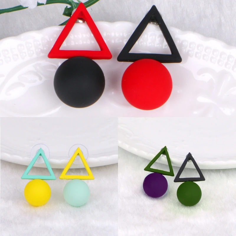 Fashion Jewelry Big Long Acrylic Black White Triangle Earrings For Women