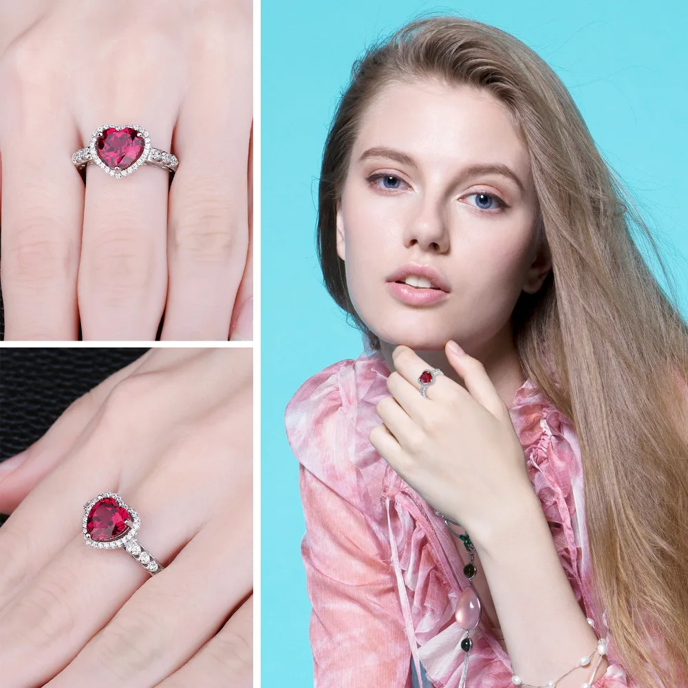 Rings Heart Ruby JewelryPalace Heart Love Created Red Ruby Ring