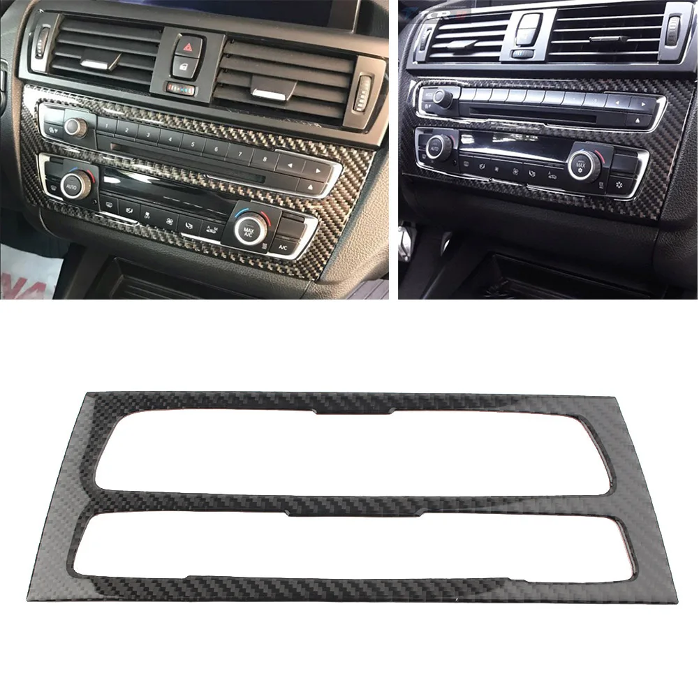 1x Car Carbon Fiber A/C + CD Panel Decal Decor Sticker Cover Trim For BMW 1Series F20 F21 2012 2013 2014 2015