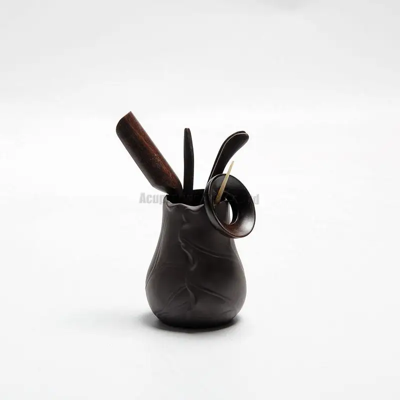 6pcs Tea Tools Six things,Purple Clay Caddy+Wood Strainer/Clamp/Spoon/Stick/Needle,Chinese Tea ceremony gentleman