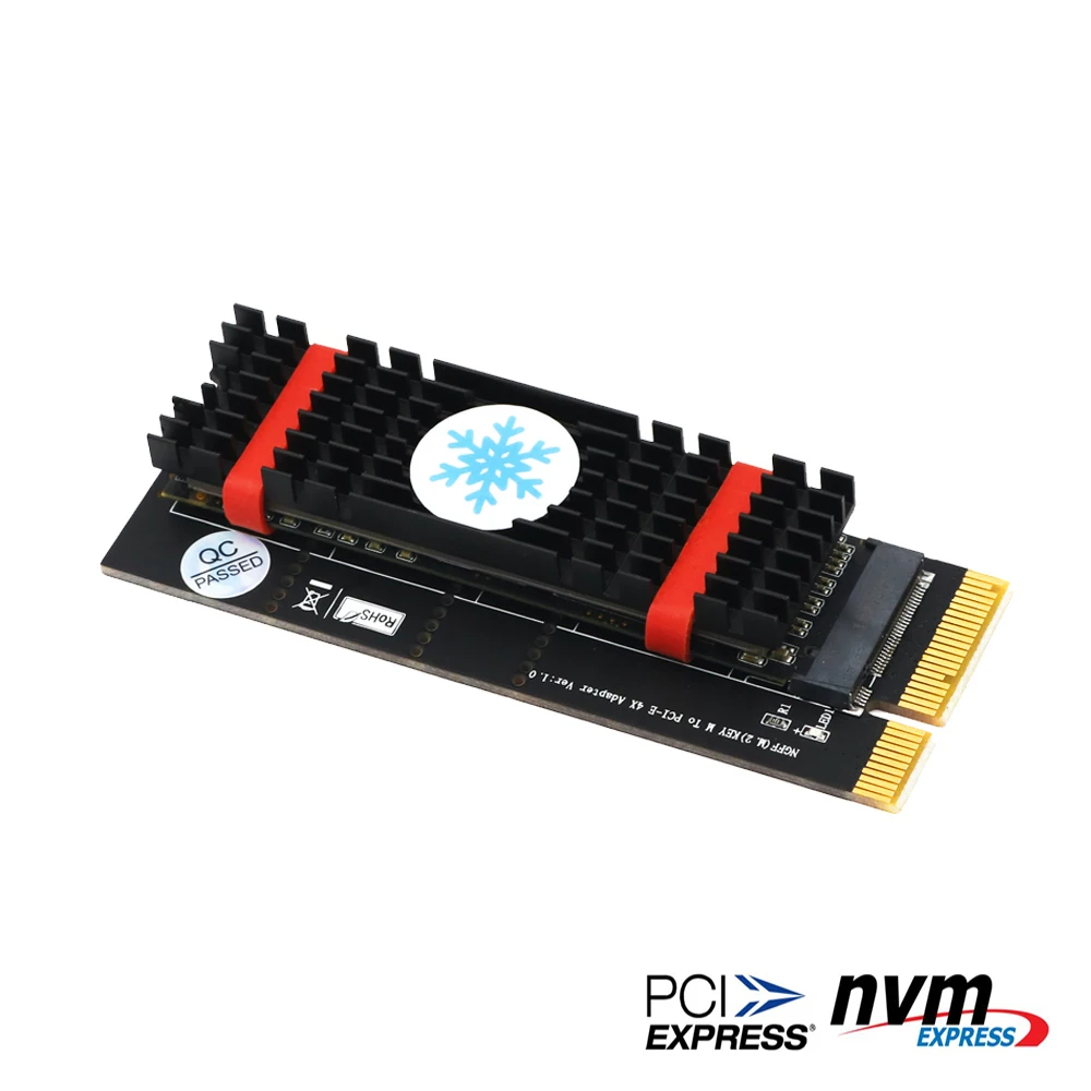 Black M.2 SSD Cooling M.2 NVMe SSD NGFF TO PCIE 3.0 X4 Adapter M Key Card Support PCI Express 3.0 x4 2230-2280 Size M.2