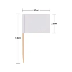 Mini Blank White Flag 50Pcs Paper Food Picks Dinner Cake Toothpicks Cupcake Decoration Fruit Cocktail Sticks Party Supplies
