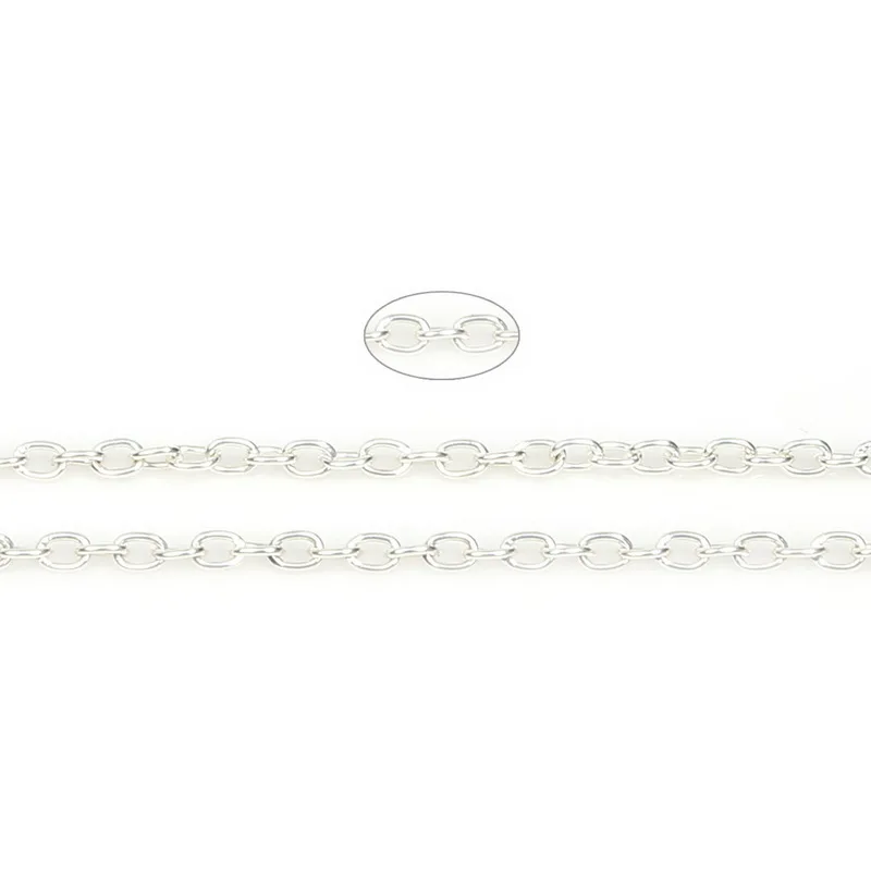 3X2mm 5m/lot Rhodium/Silver/Gold/Gunmetal/Antique Bronze Plated Necklace Chains for DIY Bracelet Jewelry Findings Making