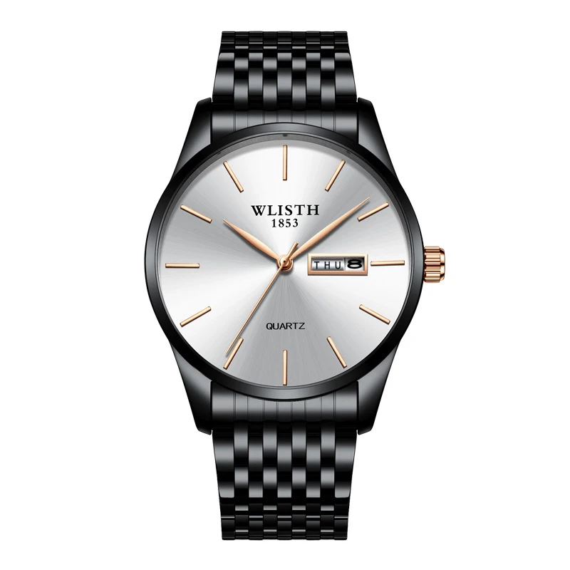 2022 Wlisth Top Brand Luxury Ultra-thin Male Clock Steel Display Week Date Fashion Quartz-watch Business Men Gift Wrist Watches