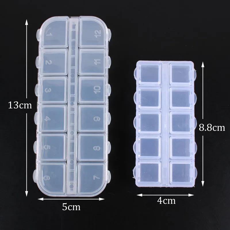 Sale  Storage Empty box 10/12Grids box Transparent For Rhinestone stones trimming Crystal Beads Nail art accessories Tools