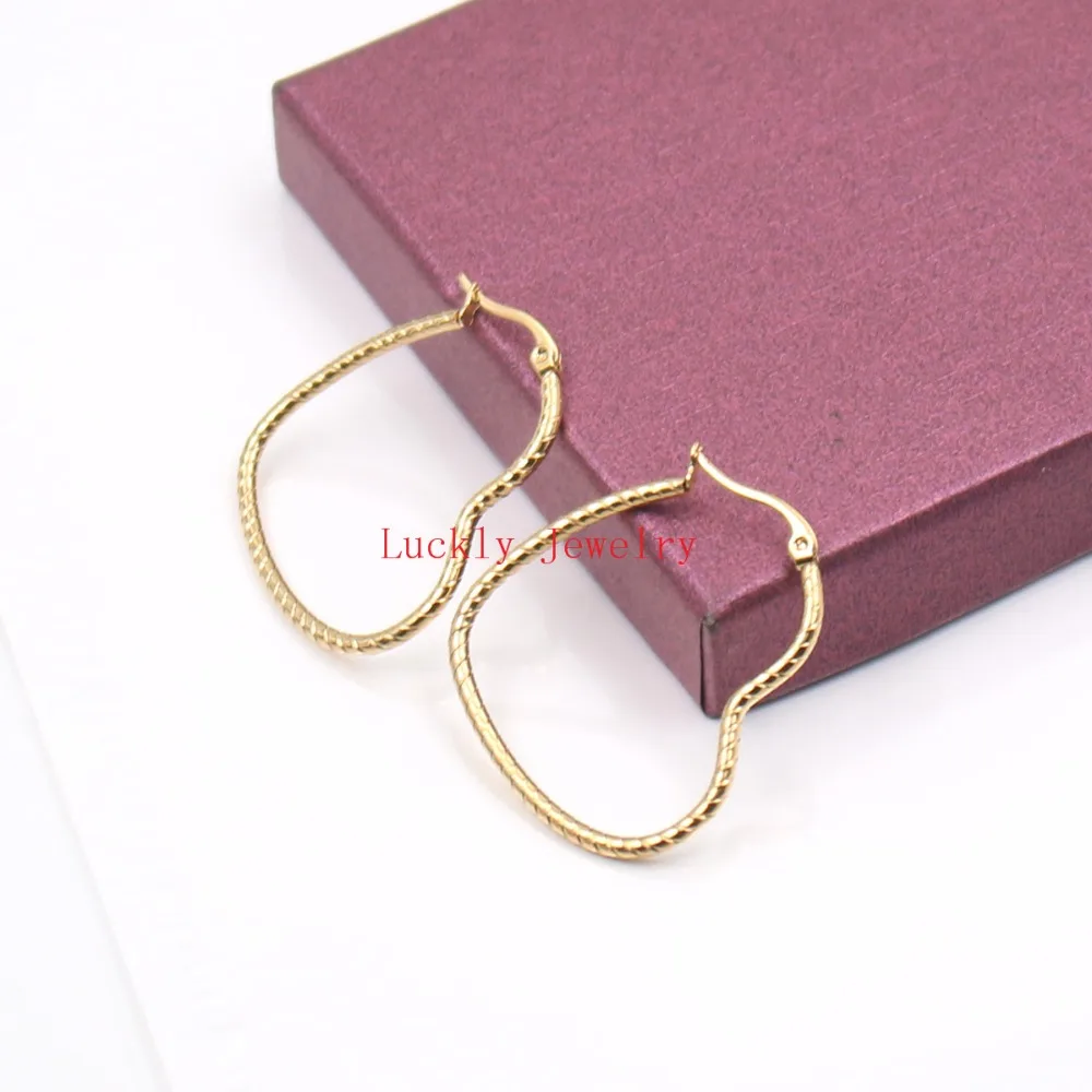 5 par dużo chirurgiczna stal nierdzewna 40mm kształt serca drut Hoop kolczyk kobiety Fashion Party biżuteria luzem