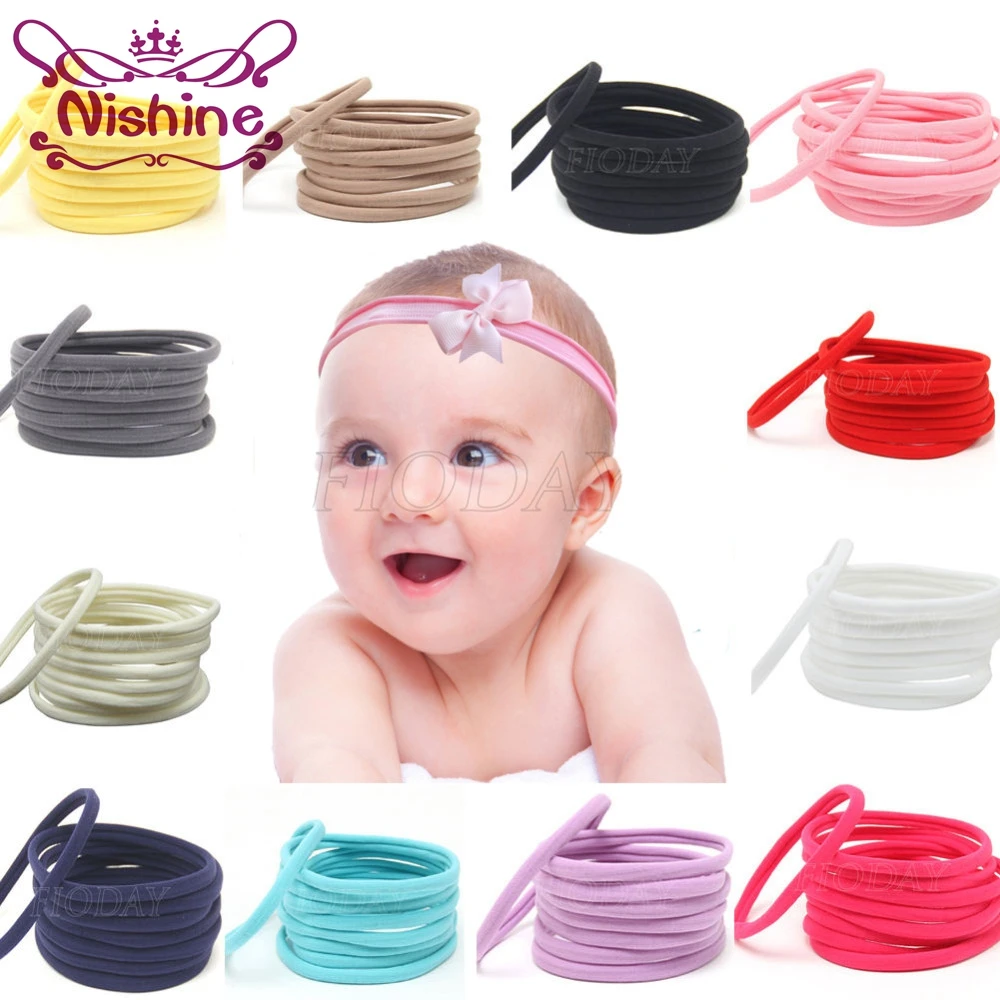 Nishine 50pcs/lot Nylon Headband for Baby Girl Hair Accessories Elastic Head Band Kid Children Fashion Headwear