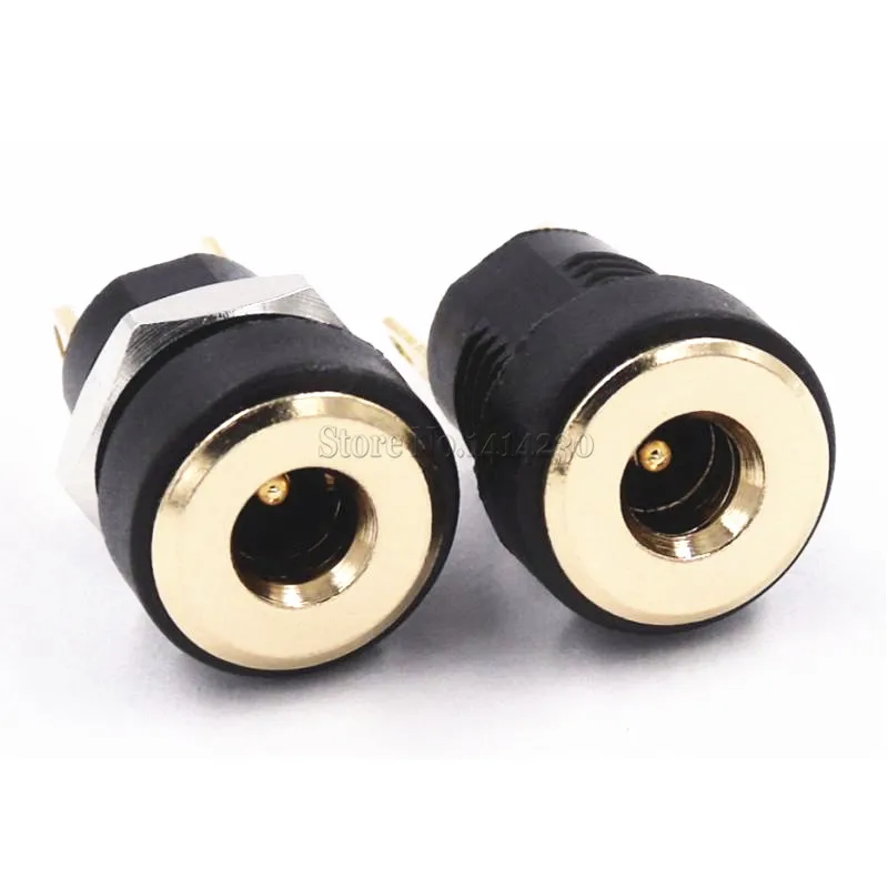 10Pcs 3A 12v for DC Power Supply Jack Socket Female Panel Mount Connector 3.5mm 1.35mm Plug Adapter 2 Terminal types GOLD PLATED