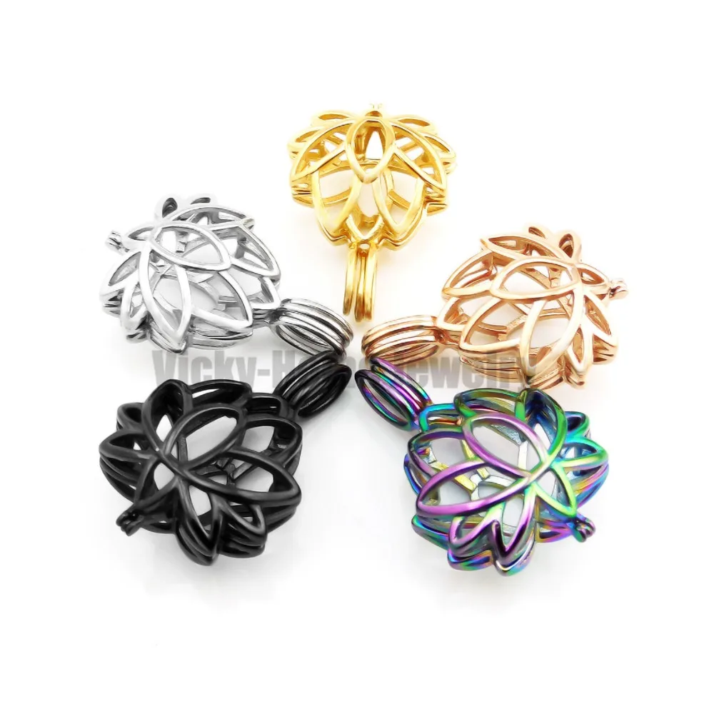 Chains as Gift! Lotus Essential Oils Cage Diffuser Locket Perfume Aroma Made by 316L Stainless Steel