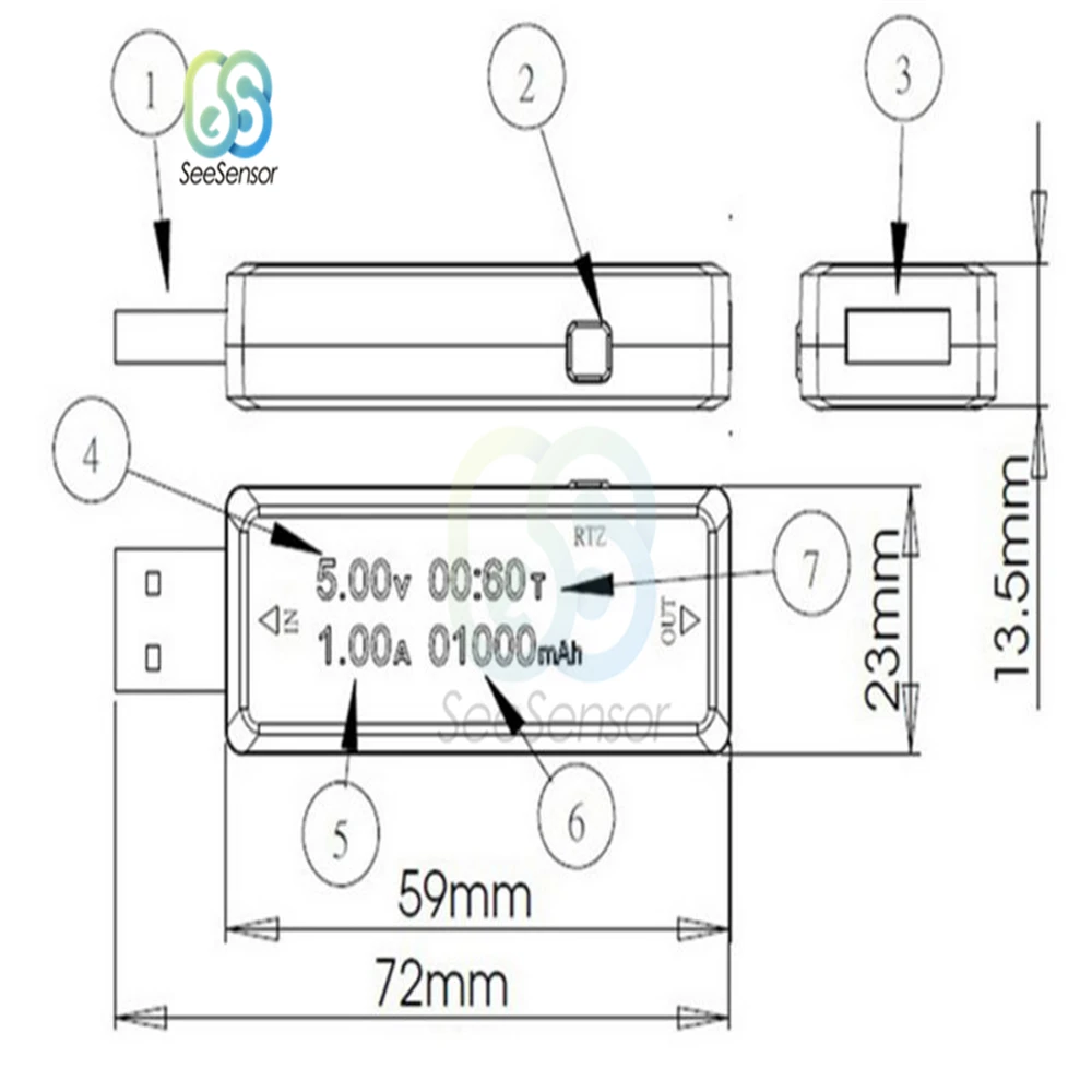 USB Current Voltage Capacity Tester Volt Current Voltage Doctor Charger Capacity Tester Meter Mobile Power Detector Battery Test