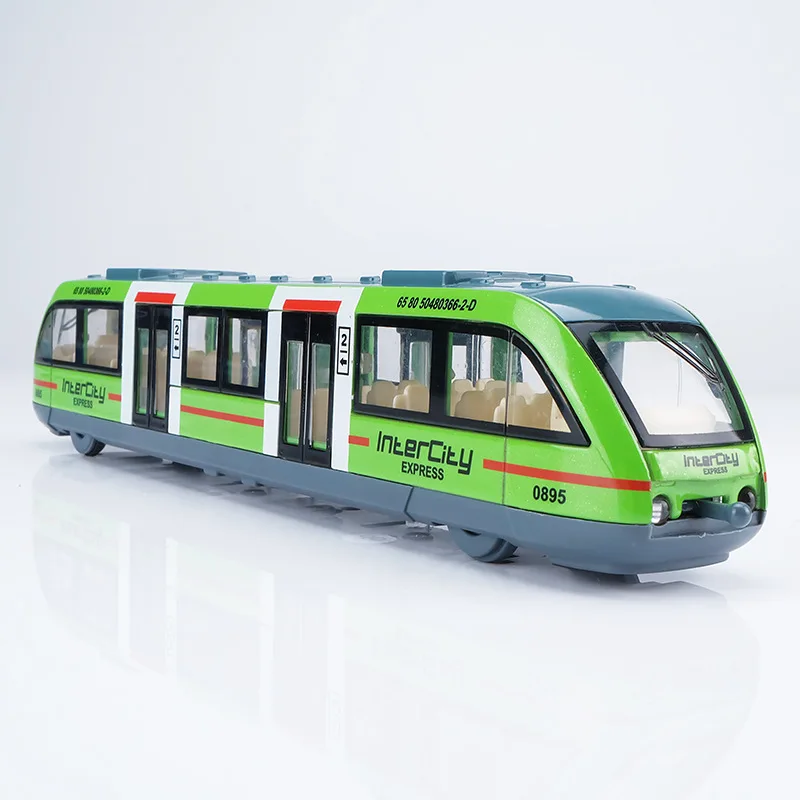 Exquisite 1:64 city subway alloy model,simulation die-cast sound and light pull back train toy, children's gift,free shipping