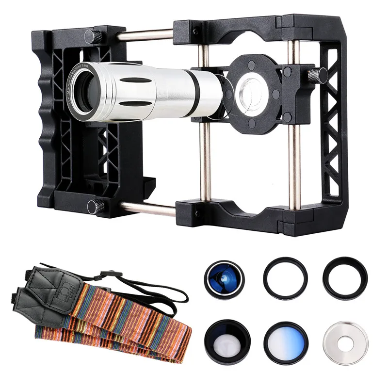 Phone Mount Holder Stabilizer Grip Cage System + Macro + Wide Angle Lens For iPhone 15 14 13 Pro Max 7 6S 6 Samsung