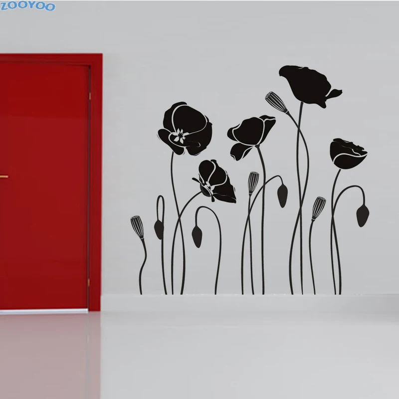 

ZOOYOO Poppy Flower Wall Sticker Home Decor DIY Removable Waterproof PVC Wall Art Decal Living Room Decoration