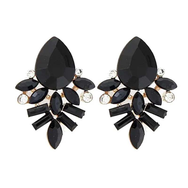 NEW Women Fashion Jewelry Style Blue/Black/Pink Earrings Handmade Rhinestone sweet stud crystal  earrings for women girl