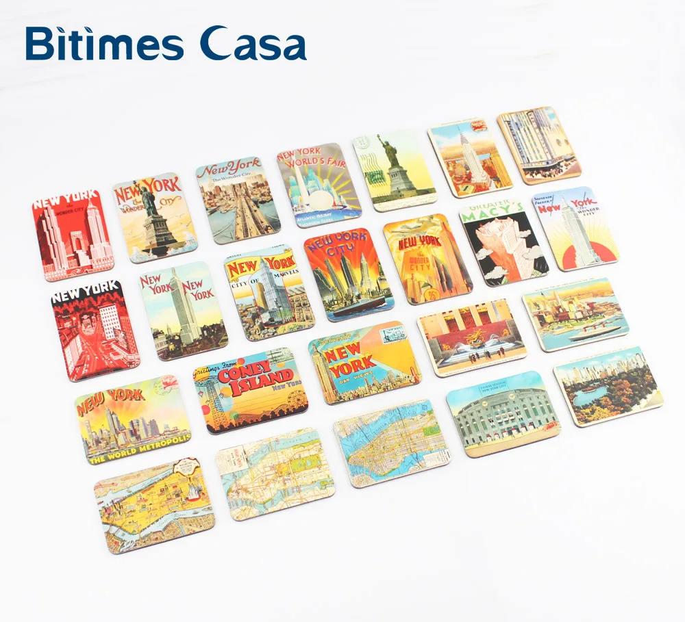 Bitimes 24 PCS New York Scenic Refrigerator Fridge Magnets Sets Souvenir Travel Magnetic Stickers Home Decoration