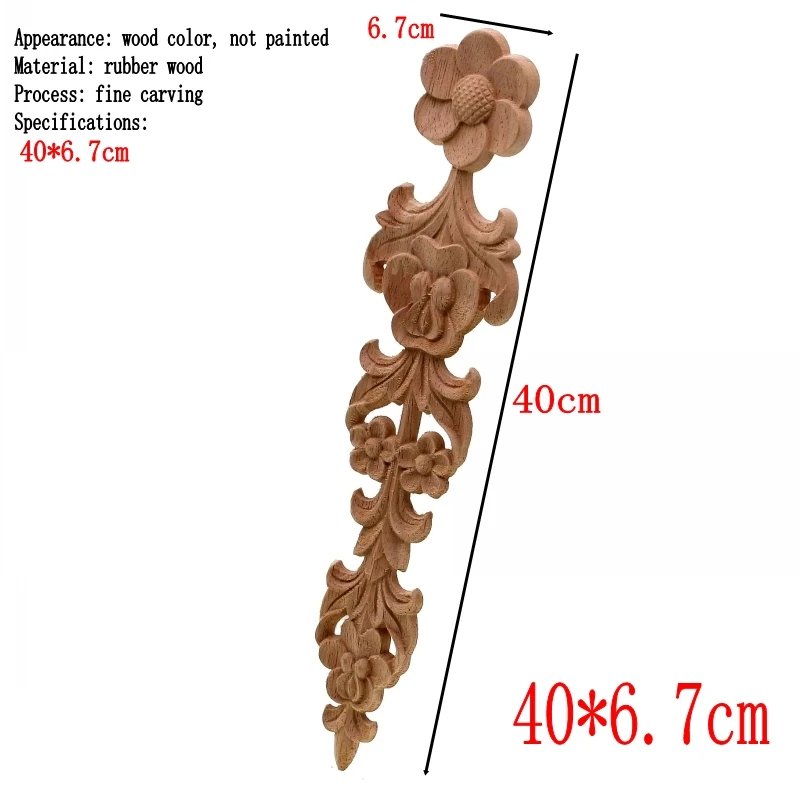 RUNBAZEF New Arrival Vintage 1pc Wood Carved Corner Onlay Applique Unpainted Cabinet Decorative Figurines Wooden Miniature