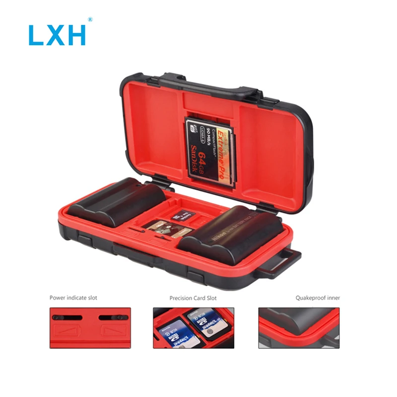 LXH Camera Waterproof Battery Boxes SD/CF/XQD/TF Memory Card Storage Case For Sony Canon Nikon DSLR Camera Batteries Holder Box