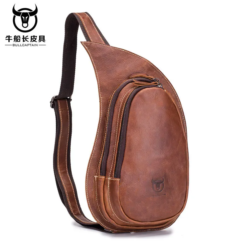 Man Chest Bag Genuine Leather Handbag Crossbody Shoulder Fashion Messenger Mochila Blosa Travel Business Male Retro Pack Gifts