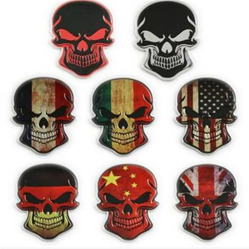 10pcs/Lot Car Metal Body Sticker Emblem Badge For  China Italy America Germany England France Skull  Flag