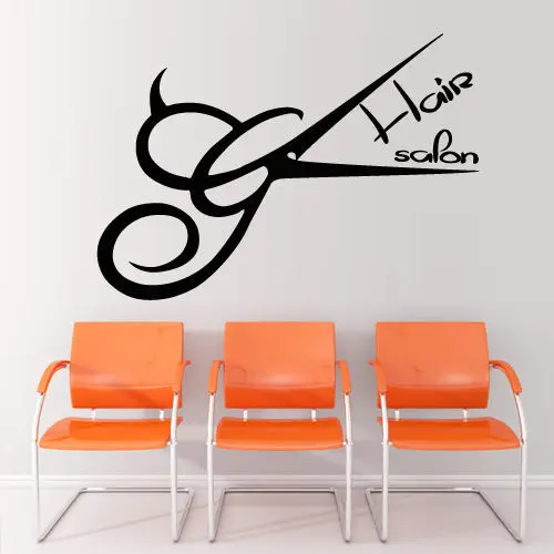 Hair Scissor Hair Salon Sticker Hairdresser Decal Barber Shop Posters Vinyl Wall Decals Parede Decor Mural Hair Salon Sticker