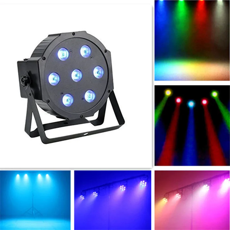 

Fast shipping 7x12w led Par lights RGBW 4in1 flat par led dmx512 disco lights professional stage dj equipment