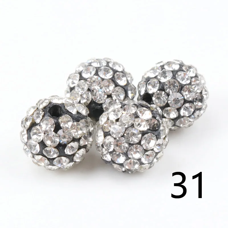 33 colors 10pcs AAAA 6 Row 10mm Crystal Clay Paved Crystal Bead Clay Micro Pave Rhinestone Ball Beads DIY For jewelry making