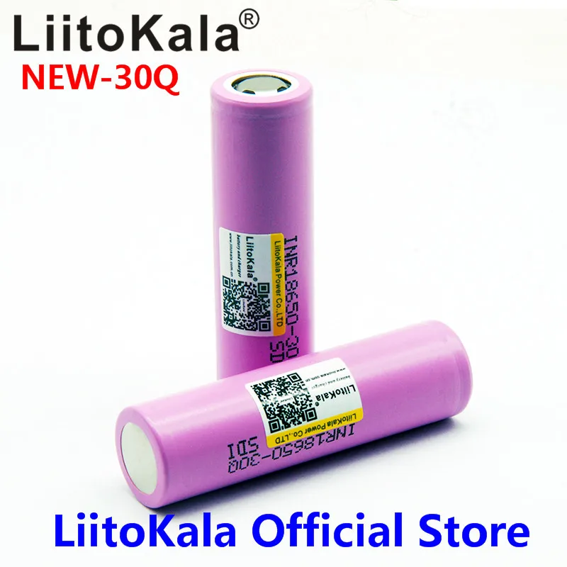 LiitoKala For  New INR18650 30Q 18650 3000mAh lithium Rechargeable battery For High discharge Batteries