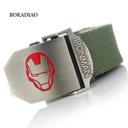 BOKADIAO Men Canvas Belt Luxury Metal Buckle Jeans Belt Nylon Army Military Tactical Belts For Women Waistband Male Strap Black