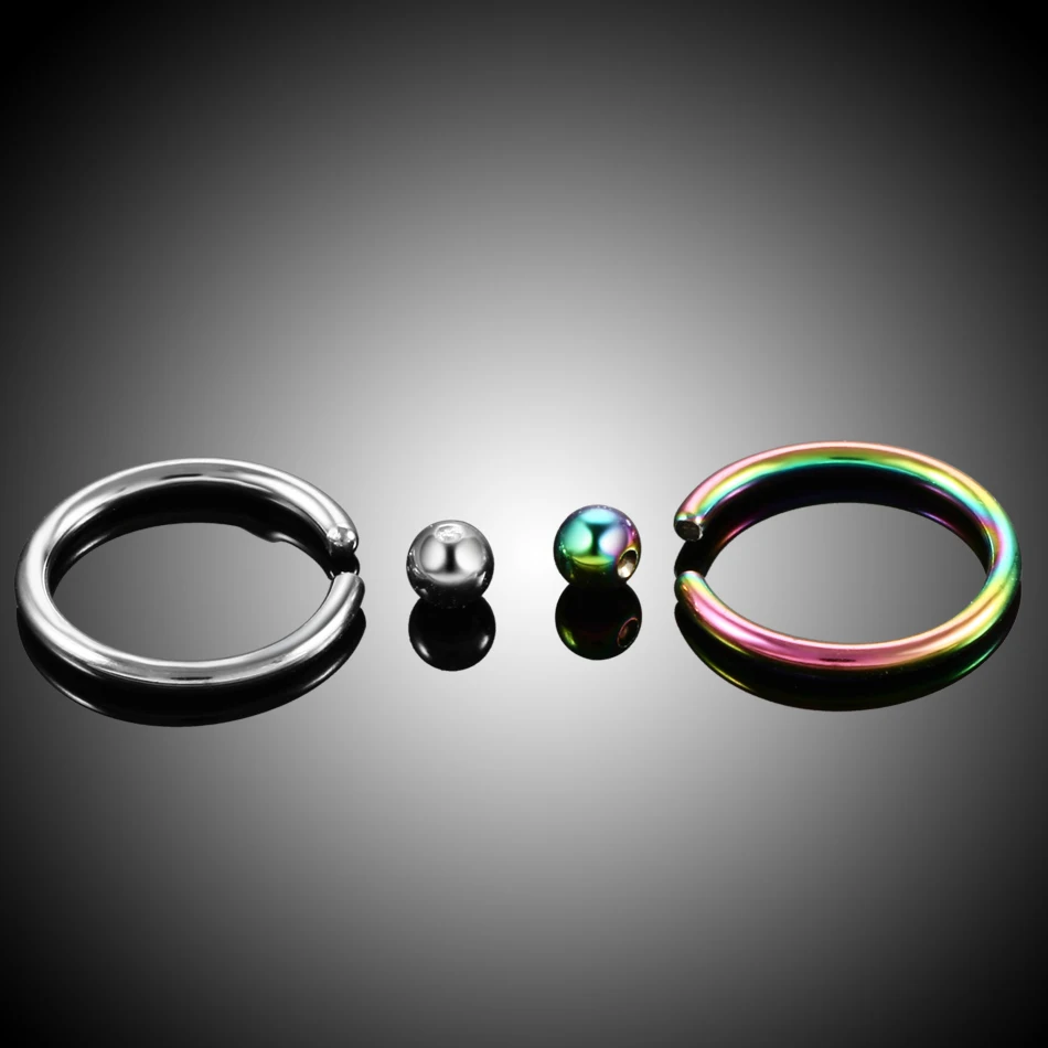 1PC Steel Captive Hoop Bead Rings BCR Lip Eyebrow Nose Nipple Labret Piercings Ear Septum Tragus Helix Piercing Body Jewelry 16G