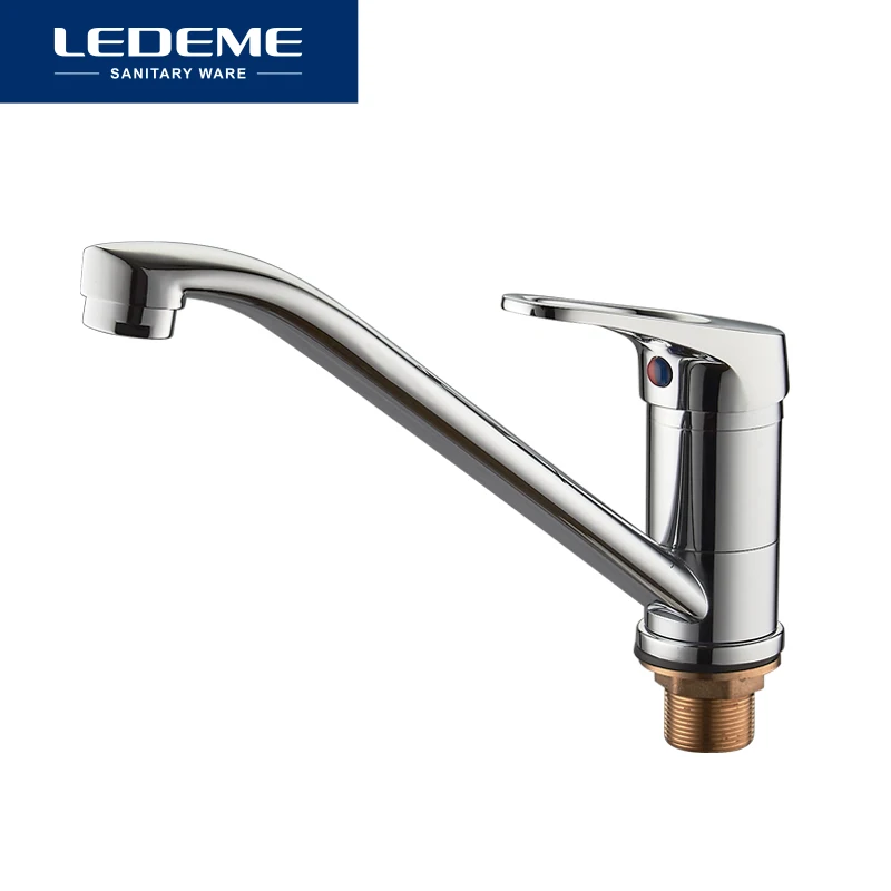 LEDEME Classic Style Kitchen Faucet Solid Brass Single Handle Cold and Hot Water Tap 360 Degree Rotation L4913