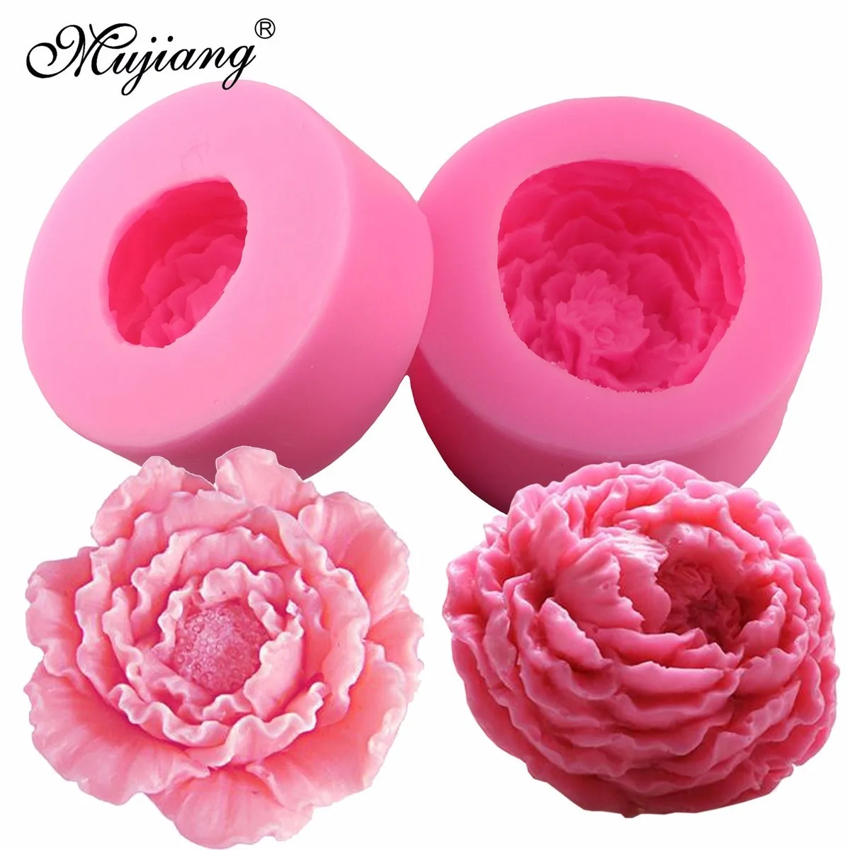 3D Silicone Candle Molds peony Flower Clay Soap Mold Fondant Chocolate Cake Baking Moulds Cake Decorating Tools