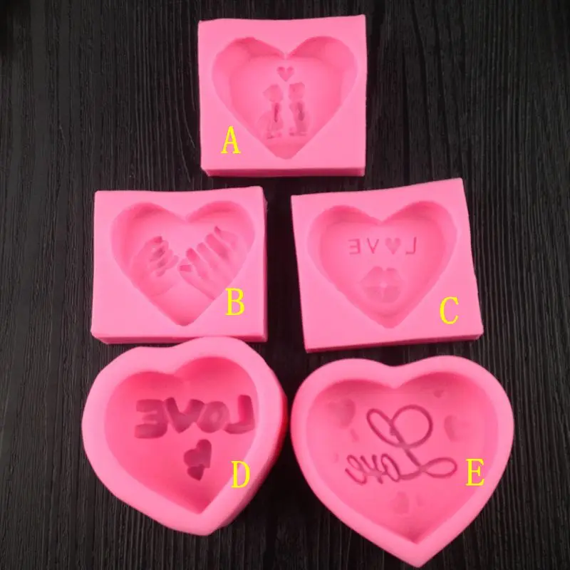 LOVE Letter Silicone Mold Lovers Kiss Shape Cake Decoration Mould Chocolate Love Heart Mold DIY Birthday Wedding Cake Decor Tool