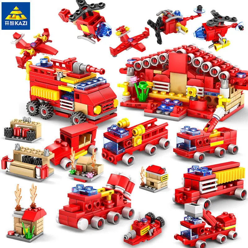 KAZI 80511 Fire Station Building Blocks city Firefighter Educational Construction Bricks Hobbies Toys for children